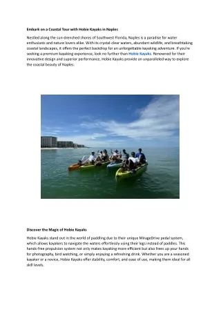 embark on a coastal tour with hobie kayaks