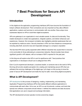 7 Best Practices for Secure API Development
