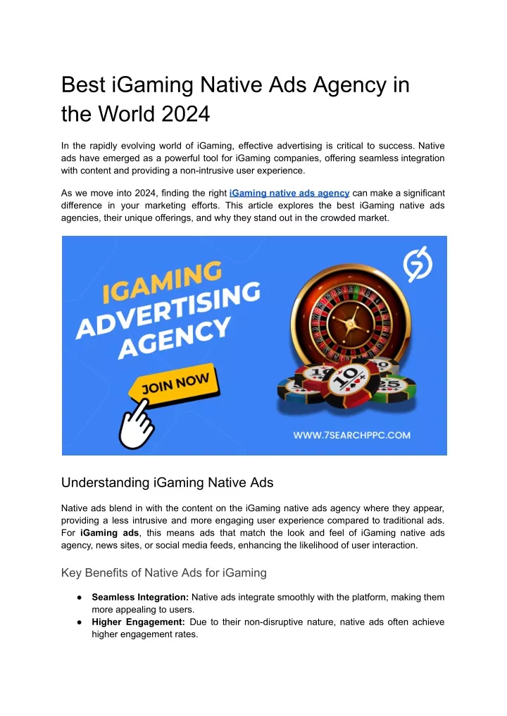 best igaming native ads agency in the world 2024