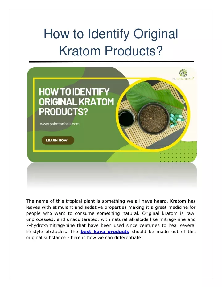 how to identify original kratom products