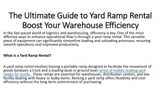 rental of mobile loading yard ramps for trucks