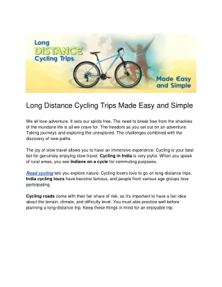 How to Ride Long Distances Simply and Easily