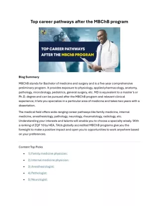 Top career pathways after the MBChB program