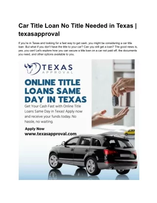 Can I Get a Title Loan with a Lien in Texas? | Texas Approval