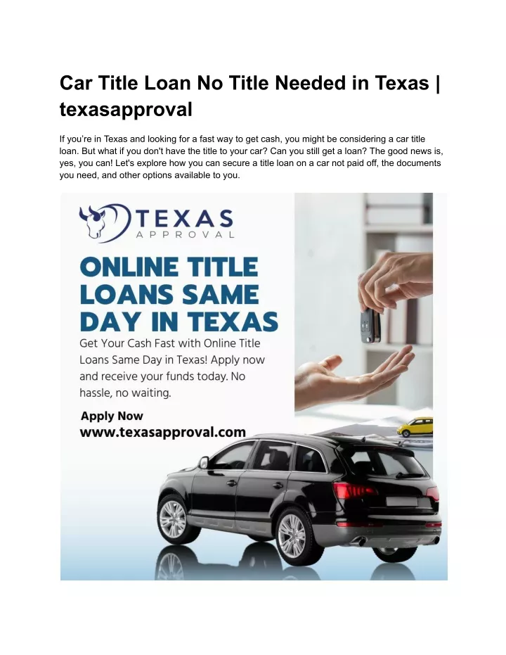 car title loan no title needed in texas