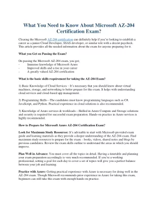 What You Need to Know About Microsoft AZ-204 Certification Exam?