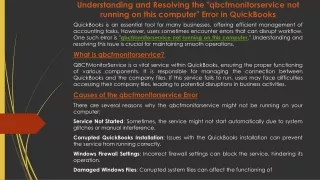 understanding and resolving the qbcfmonitorservice not running on this computer error in quickbooks