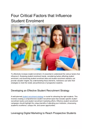 Four Critical Factors that Influence Student Enrolment