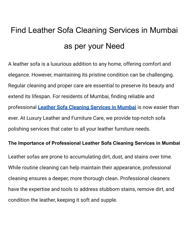 find leather sofa cleaning services in mumbai