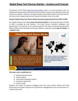 global sleep tech devices market analysis