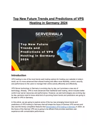 Top New Future Trends and Predictions of VPS Hosting in Germany 2024