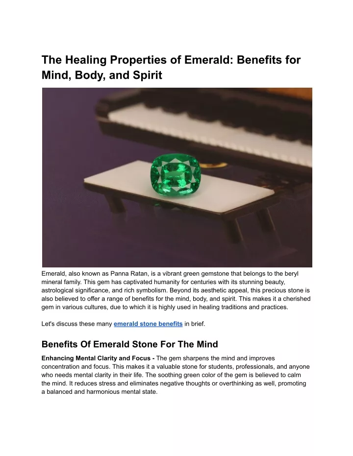 the healing properties of emerald benefits