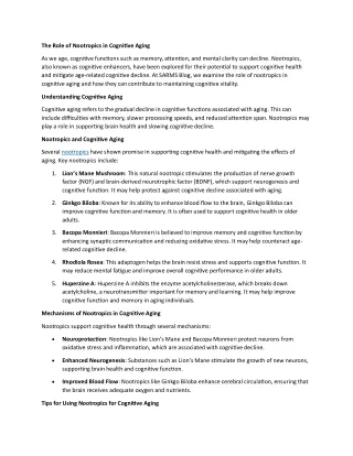 the role of nootropics in cognitive aging