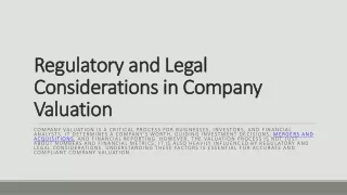 Regulatory and Legal Considerations in Company Valuation