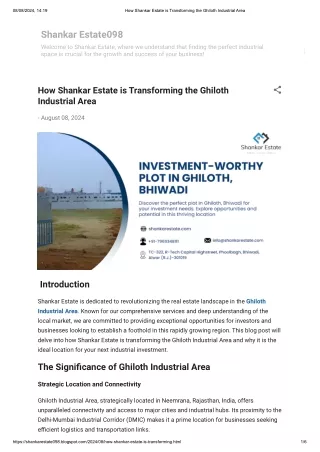 How Shankar Estate is Transforming the Ghiloth Industrial Area