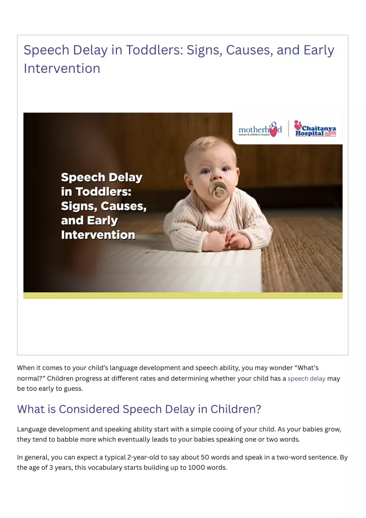 speech delay in toddlers signs causes and early