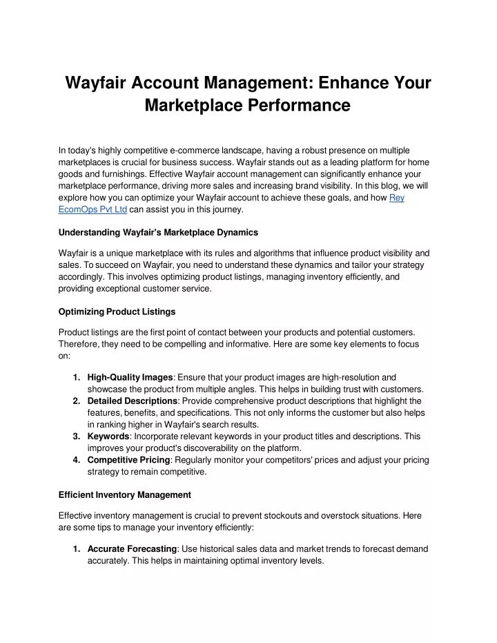 wayfair account management enhance your