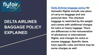 delta airlines baggage policy for domestic