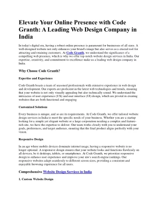 Elevate Your Online Presence with Code Granth