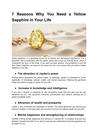 7 Reasons Why You Need a Yellow Sapphire in Your Life