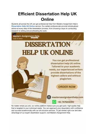 Efficient Dissertation Help UK Online