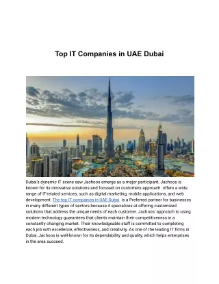 Top IT Companies in UAE Dubai