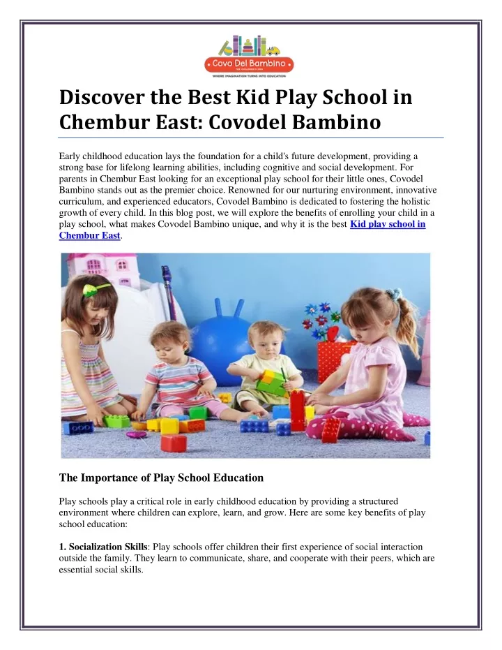 discover the best kid play school in chembur east