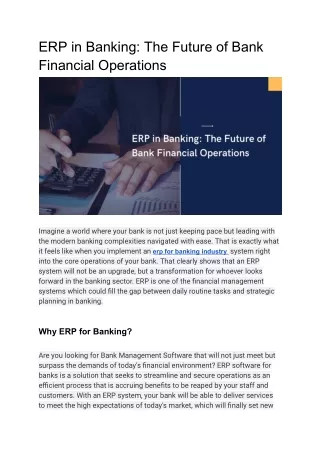 ERP in Banking The Future of Bank Financial Operations