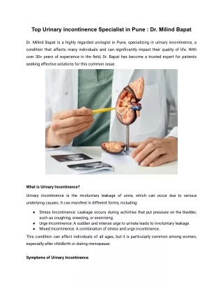 Top Urinary incontinence Specialist in Pune _ Dr. Milind Bapat