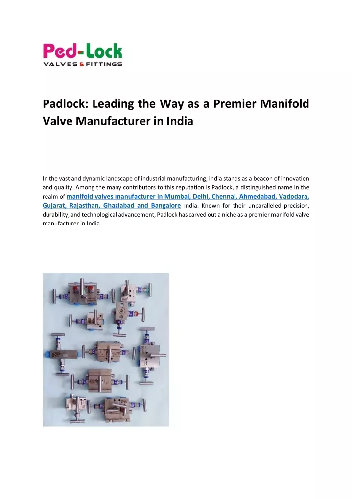 padlock leading the way as a premier manifold