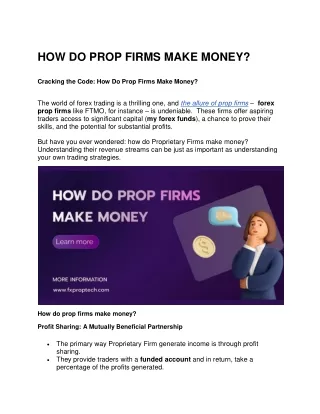 HOW DO PROP FIRMS MAKE MONEY