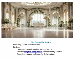 Discover the Perfect Wedding Venue in Vaughan: Why The Terrace Stands Out