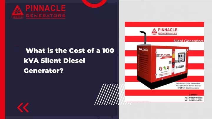 what is the cost of a 100 kva silent diesel