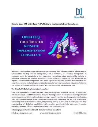 Elevate Your ERP with OpenTeQ’s NetSuite Implementation Consultants