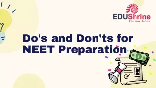 Do's and Don'ts for NEET Preparation