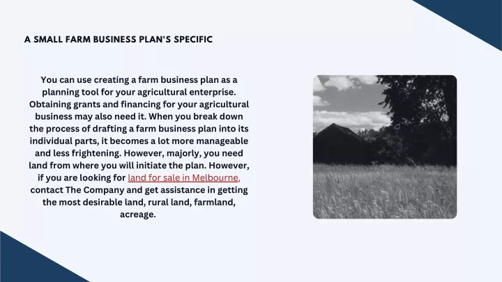 a small farm business plan s specific