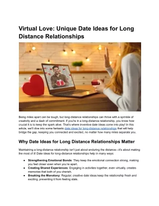 Virtual Love_ Unique Date Ideas for Long Distance Relationships