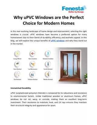 why upvc windows are the perfect choice