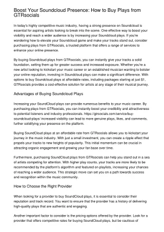 Boost Your Soundcloud Presence: How to Buy Plays from GTRsocials