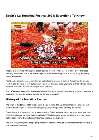 Spains La Tomatina Festival 2024 Everything To Know