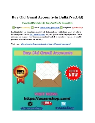 Buy Old Gmail Accounts-In Bulk(Pva,Old)