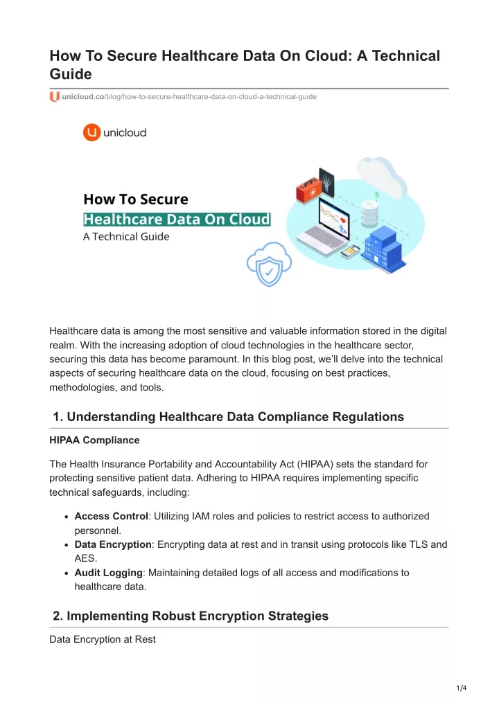 how to secure healthcare data on cloud