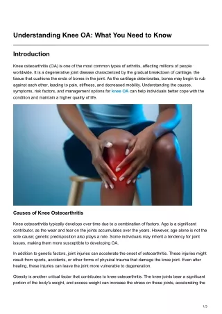 Understanding Knee OA What You Need to Know