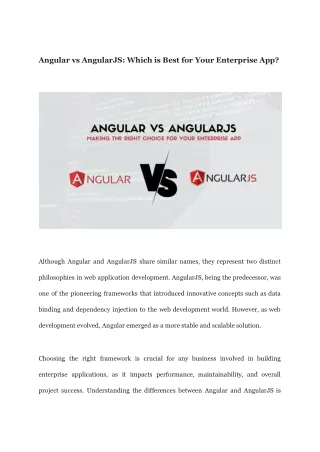 Angular vs AngularJS: Which is Best for Your Enterprise App?