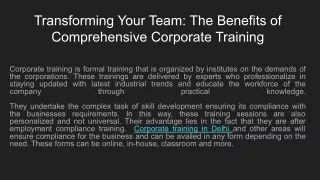 CORPORATE TRAINING IN DELHI