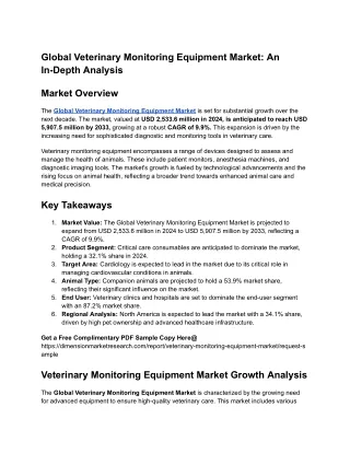 Global Veterinary Monitoring Equipment Market_ An In-Depth Analysis