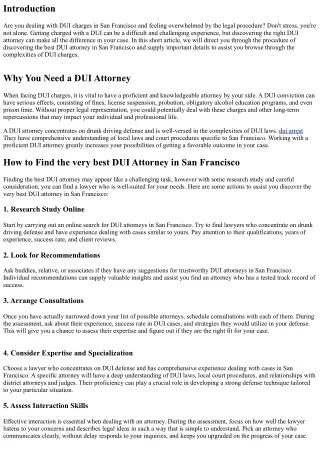 Dealing With DUI Charges? Discover the Best DUI Attorney in San Francisco
