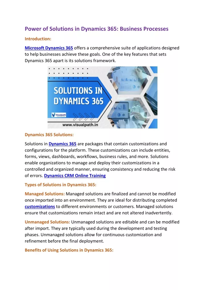 power of solutions in dynamics 365 business