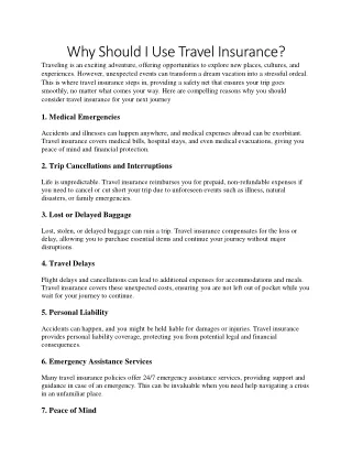 Why Should I Use Travel Insurance?