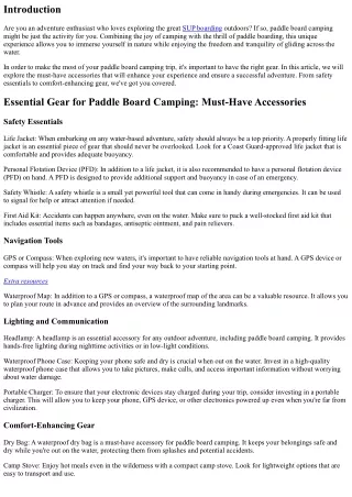Essential Gear for Paddle Board Camping: Must-Have Accessories